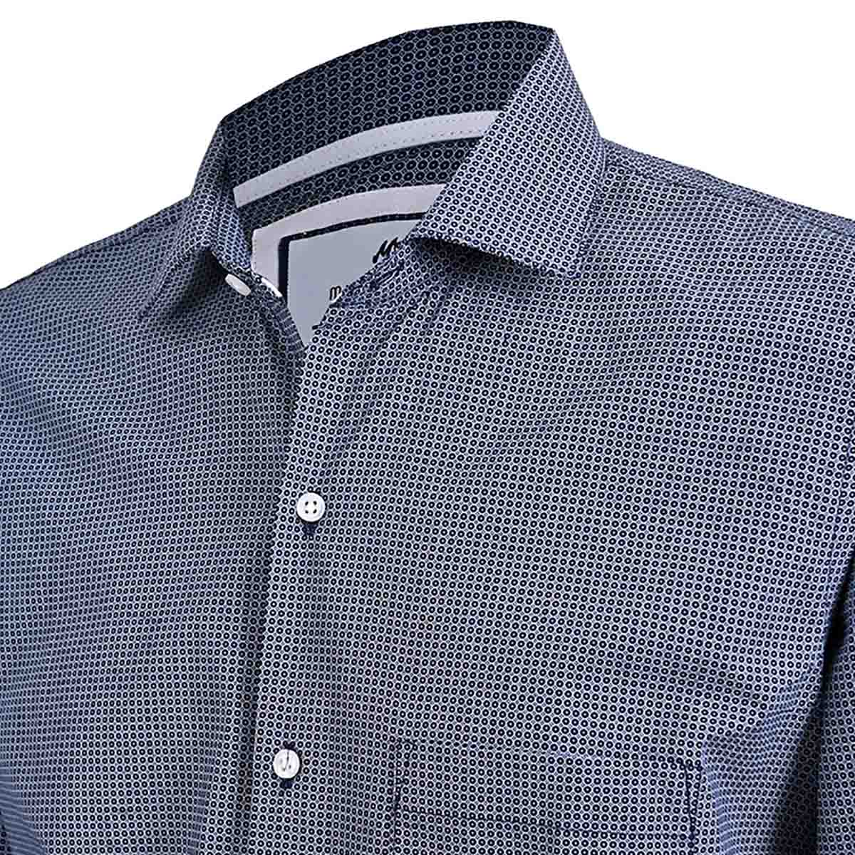 Camisa De Manga Larga Estampada Azul Marino