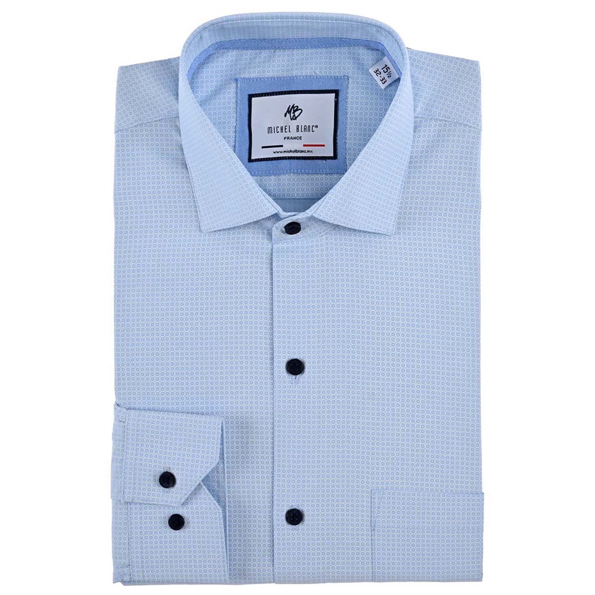 Camisa De Vestir Estampada Azul Cielo