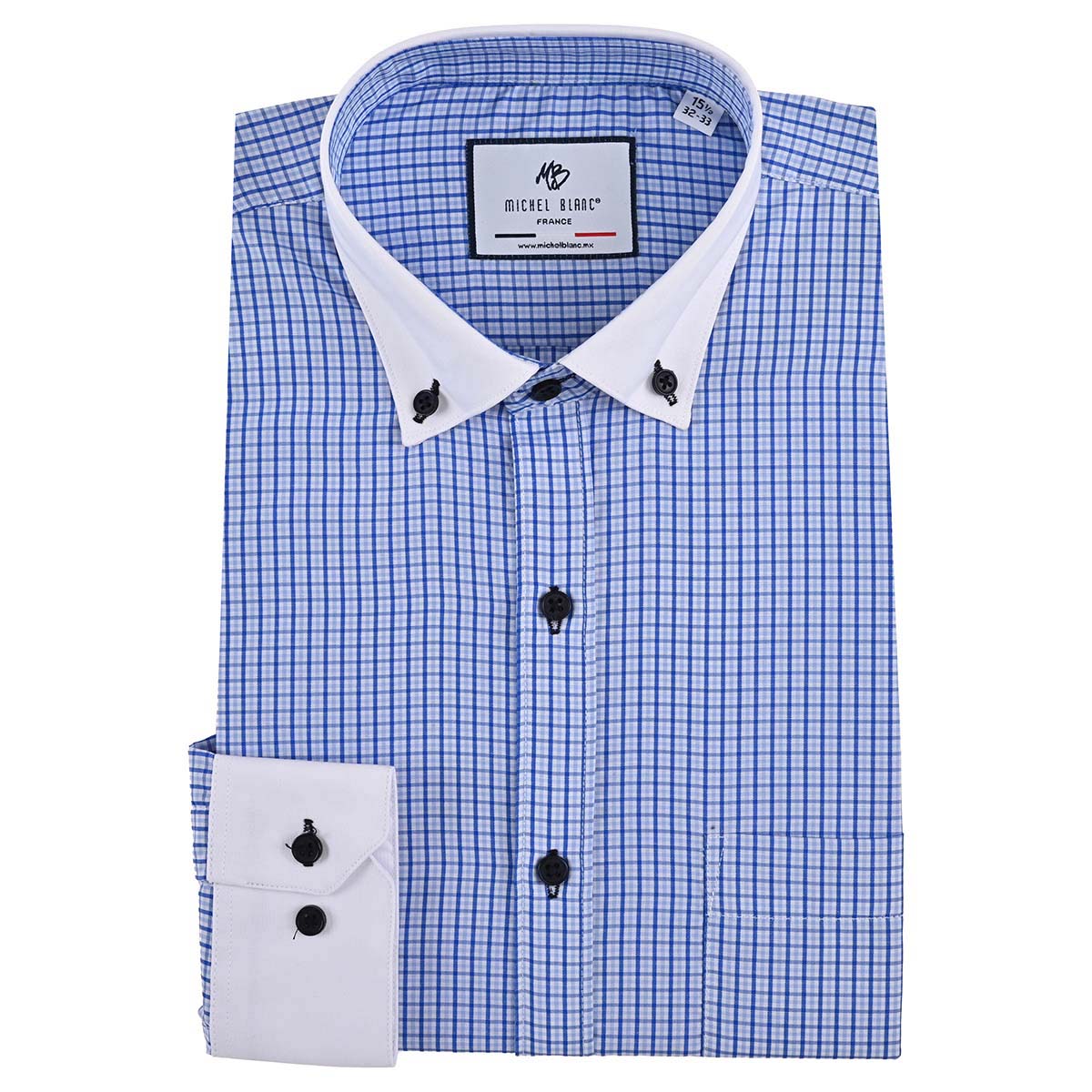 Camisa A Cuadros De Manga Larga de Color Azul