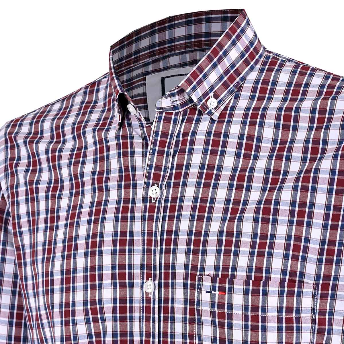 Camisa A Cuadros De Manga Larga Color Vino