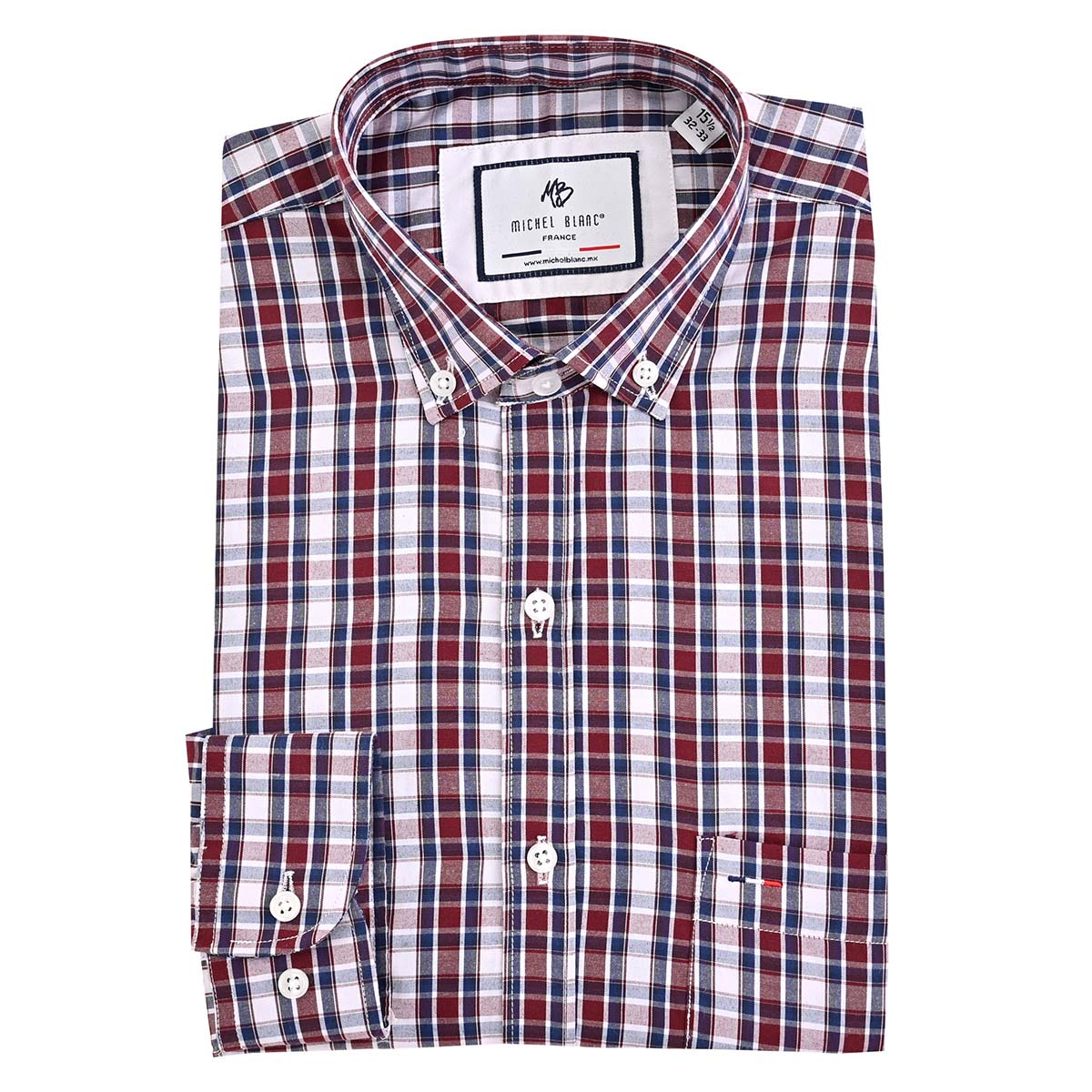 Camisa A Cuadros De Manga Larga Color Vino