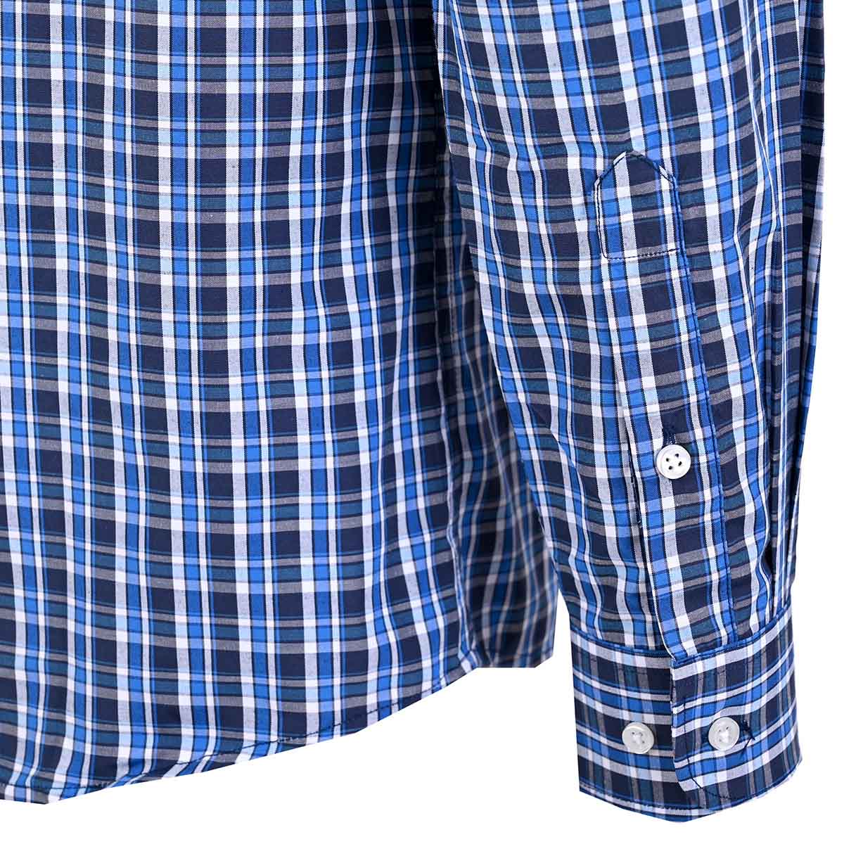 Camisa A Cuadros De Manga Larga Azul Marino