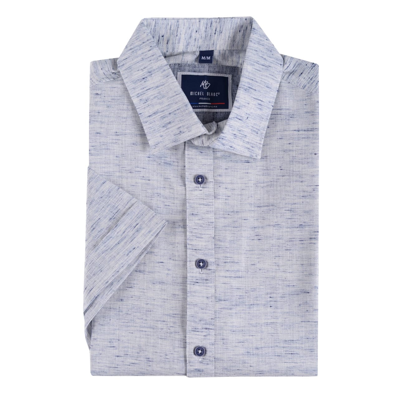 Camisa De Manga Corta De Lino Azul Cielo