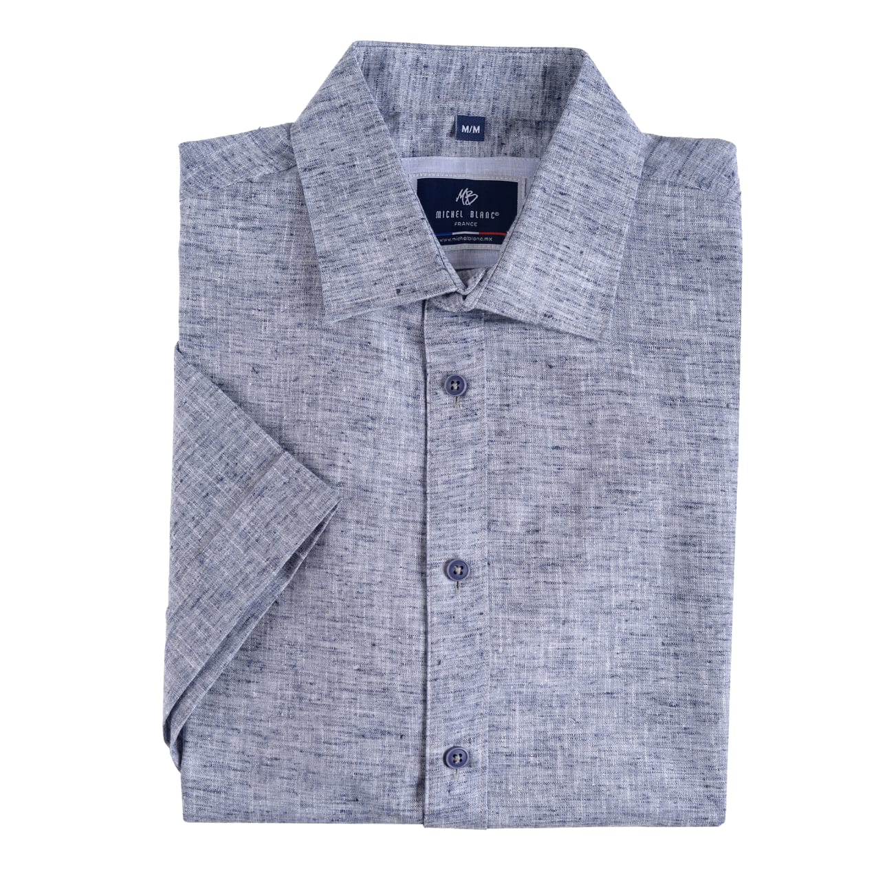 Camisa De Manga Corta Azul Marino