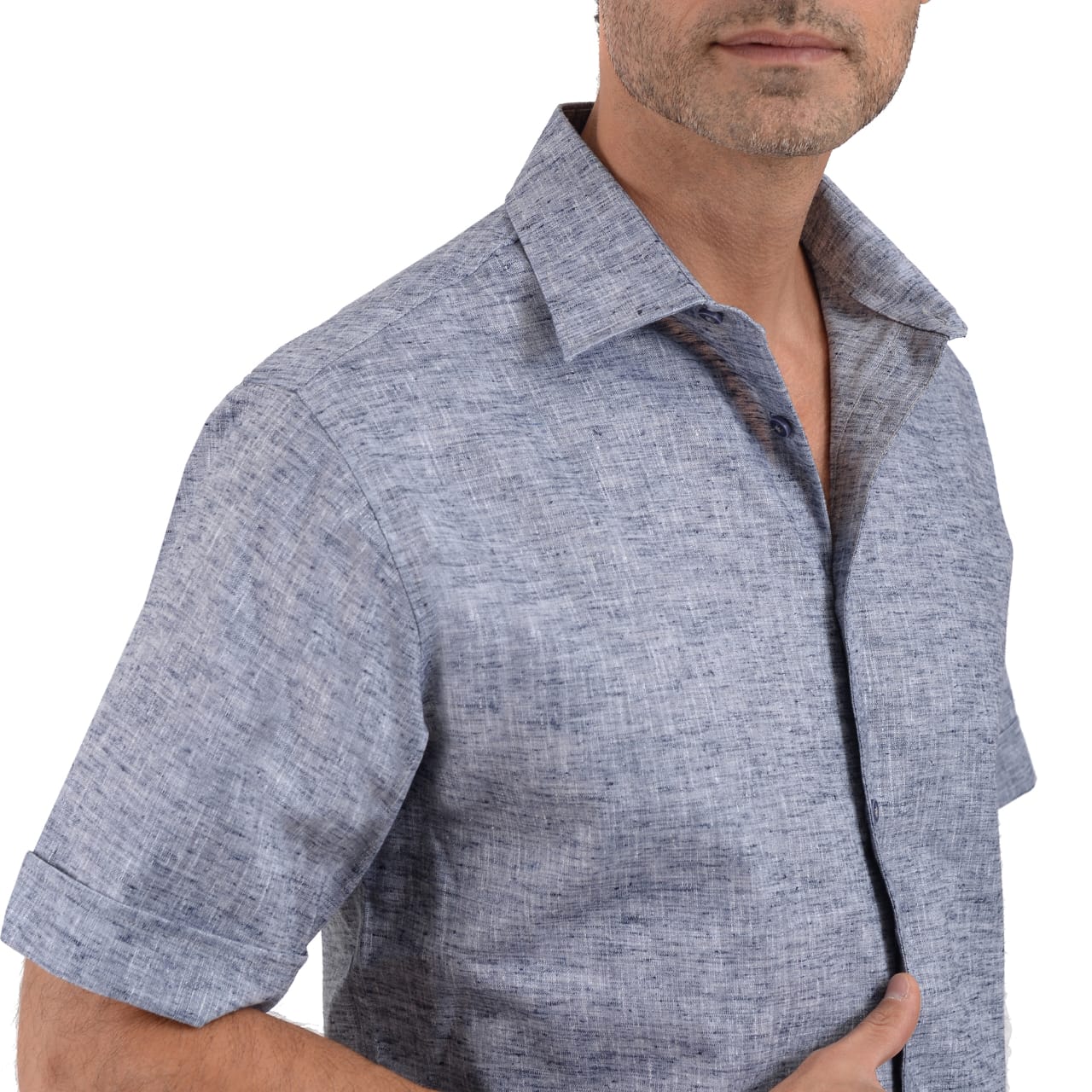 Camisa De Manga Corta Azul Marino