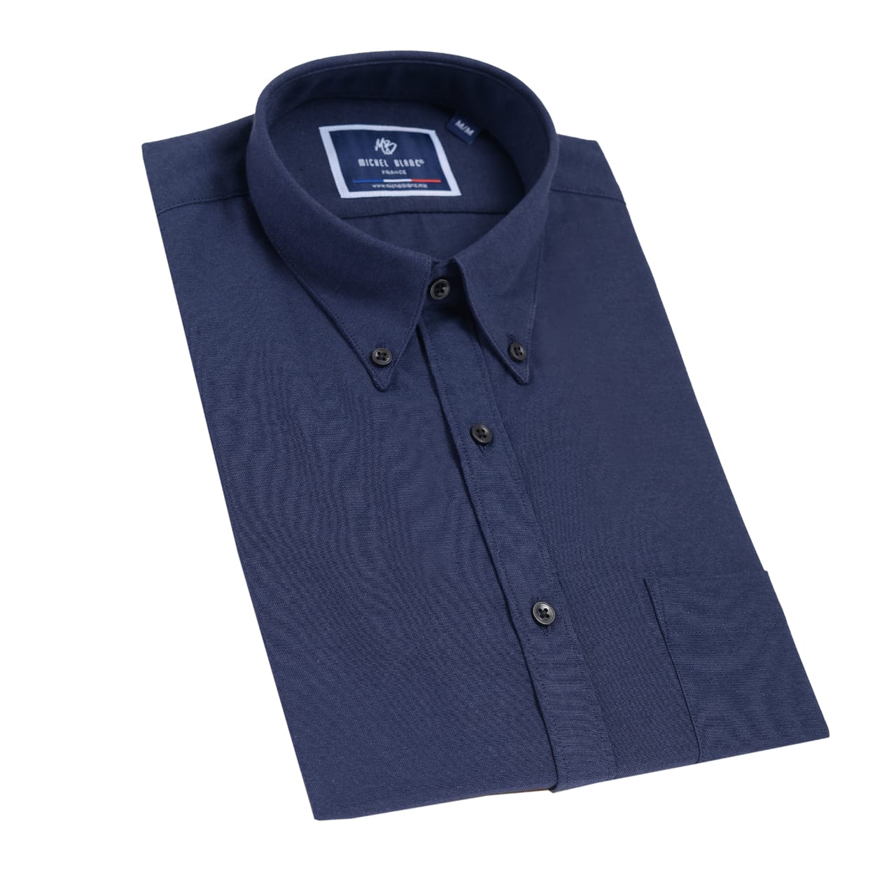 Camisa Casual Manga Larga Botón Down En Azul Marino