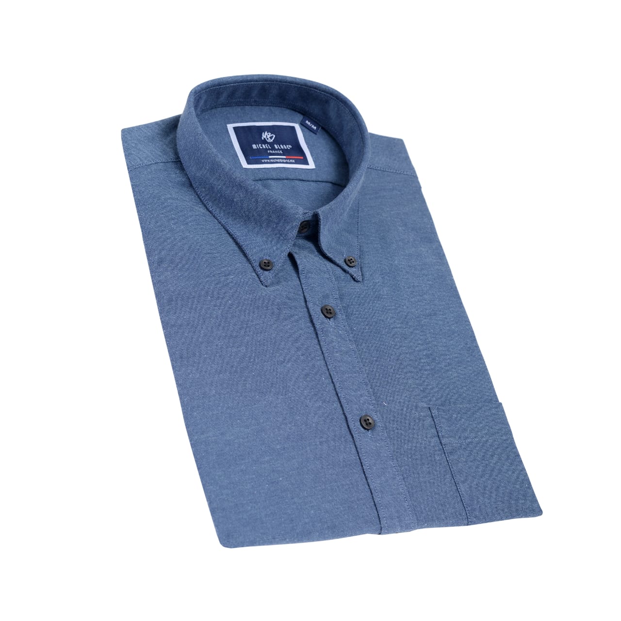Camisa Casual Hombre Manga Larga En Índigo Con Botones