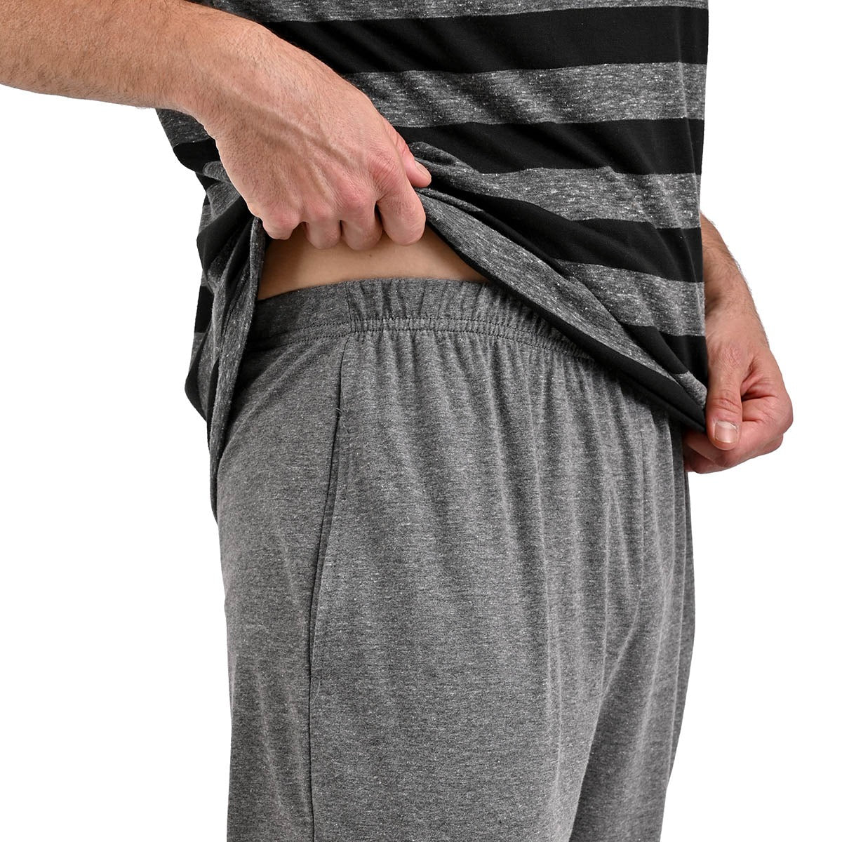 Pijama manga corta gris con negro y pantalón gris