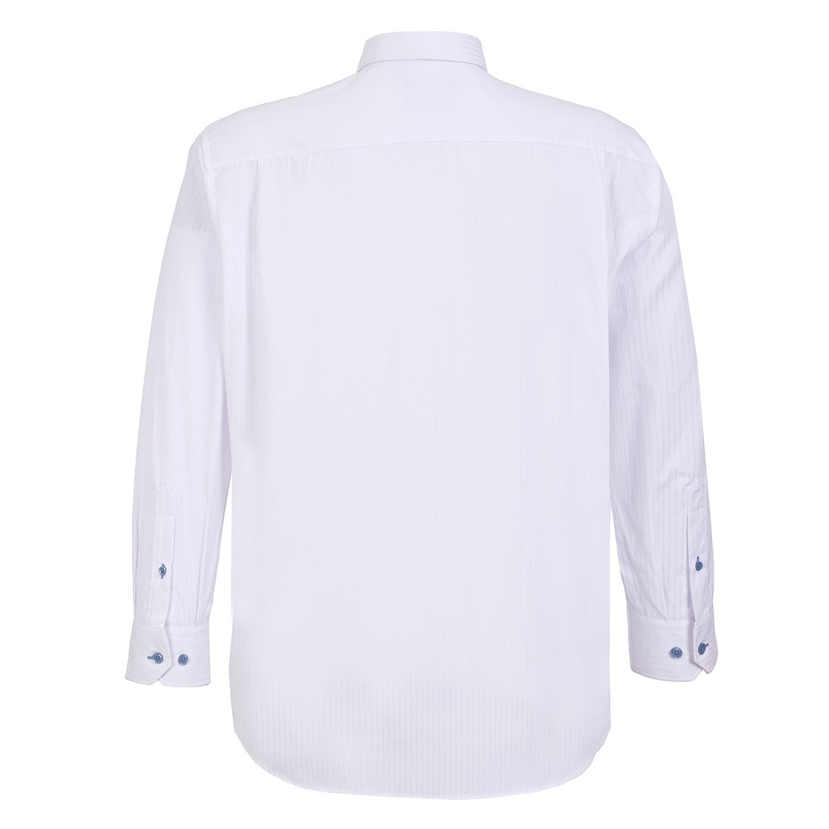 Camisa talla extra blanca con textura botón azul