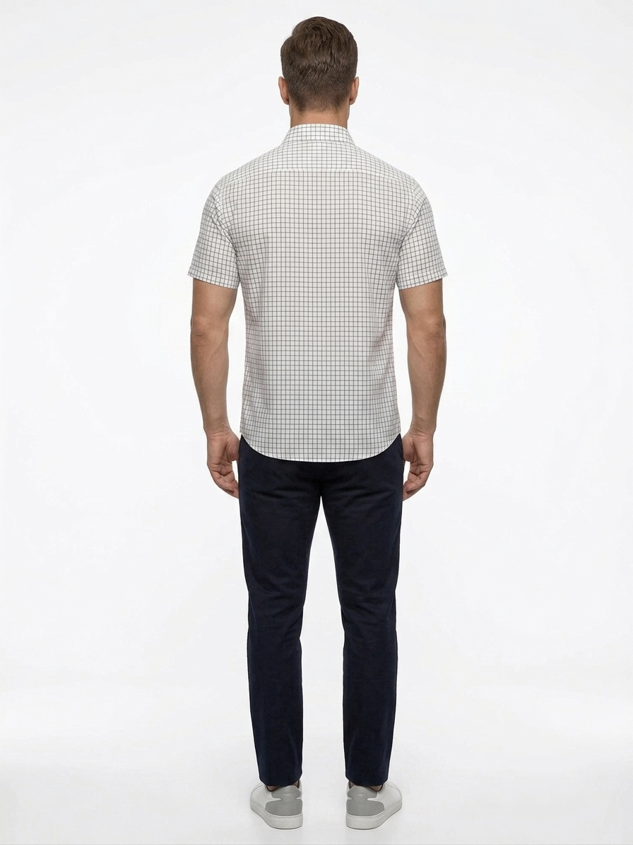 Camisa Casual Michel Blanc – Cuadros negro Classic Grid