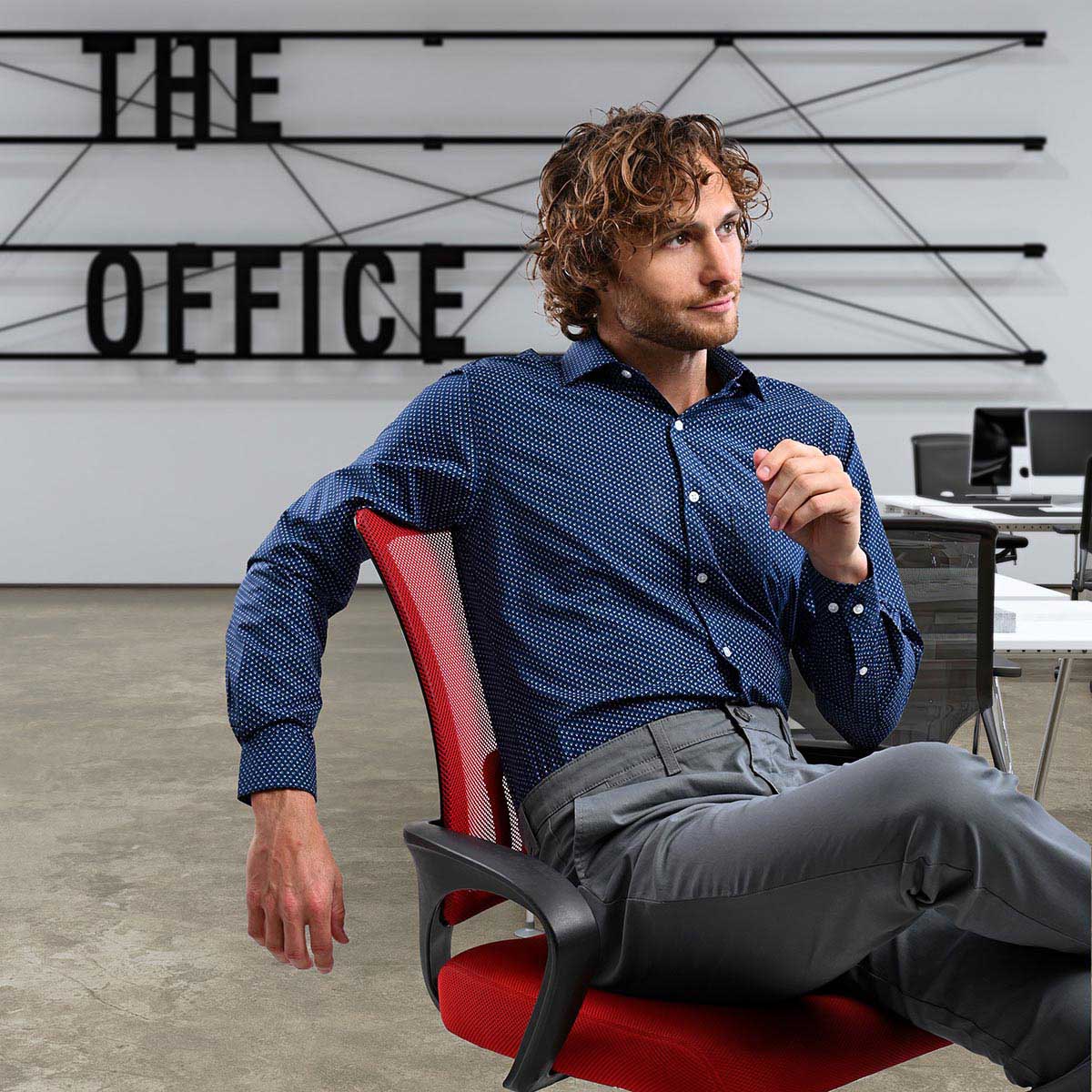 Camisa Estampada Floral De Manga Larga Azul Marino