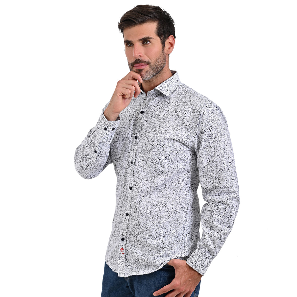 De Vestir Camisas Blancas Estampadas Hombre Camisas Blancas Con
