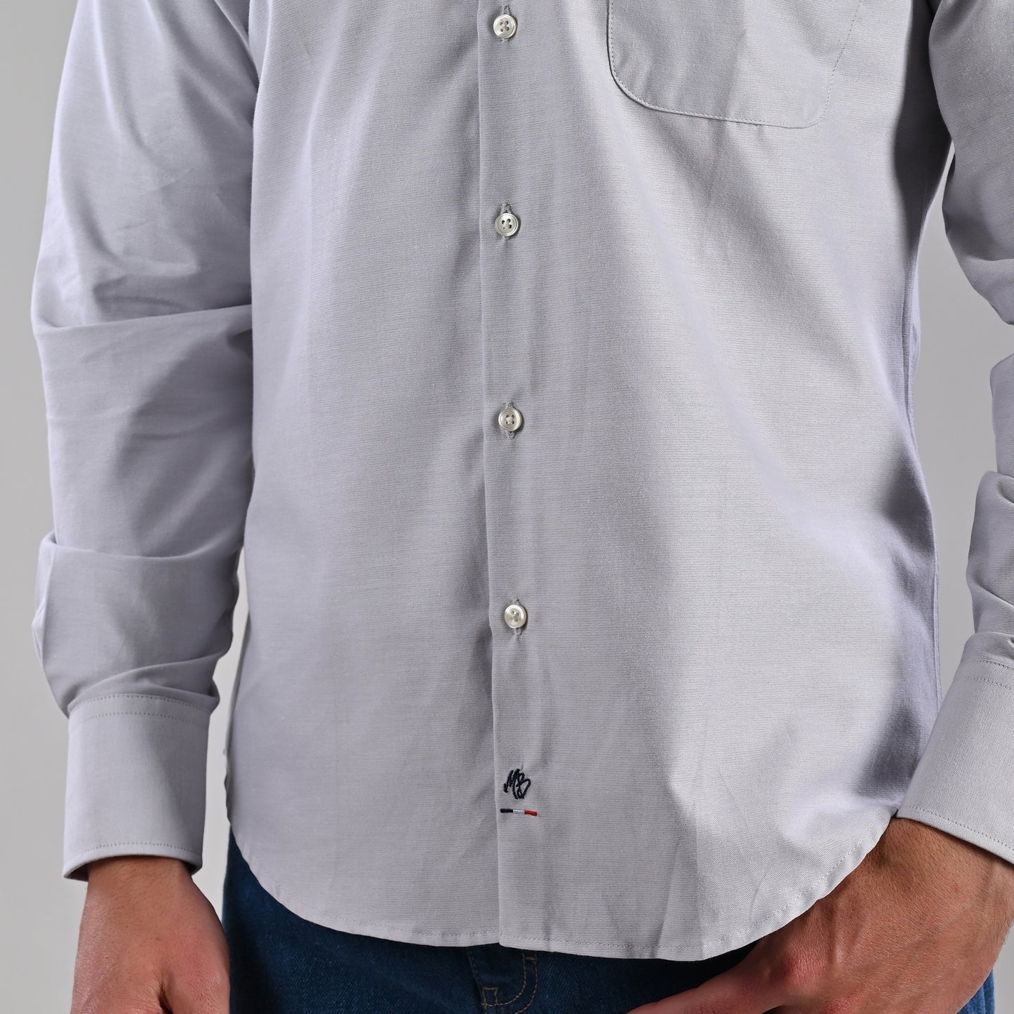 Camisa Casual Hombre Manga larga sport Gris Perla