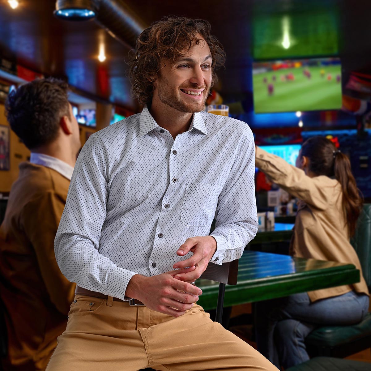 Camisa Estampada De Manga Larga De Color Gris