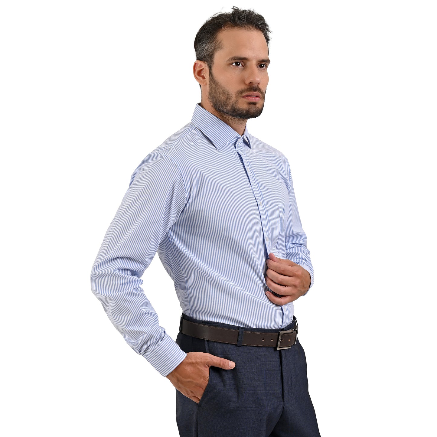Camisa Michel Blanc azul con rayas