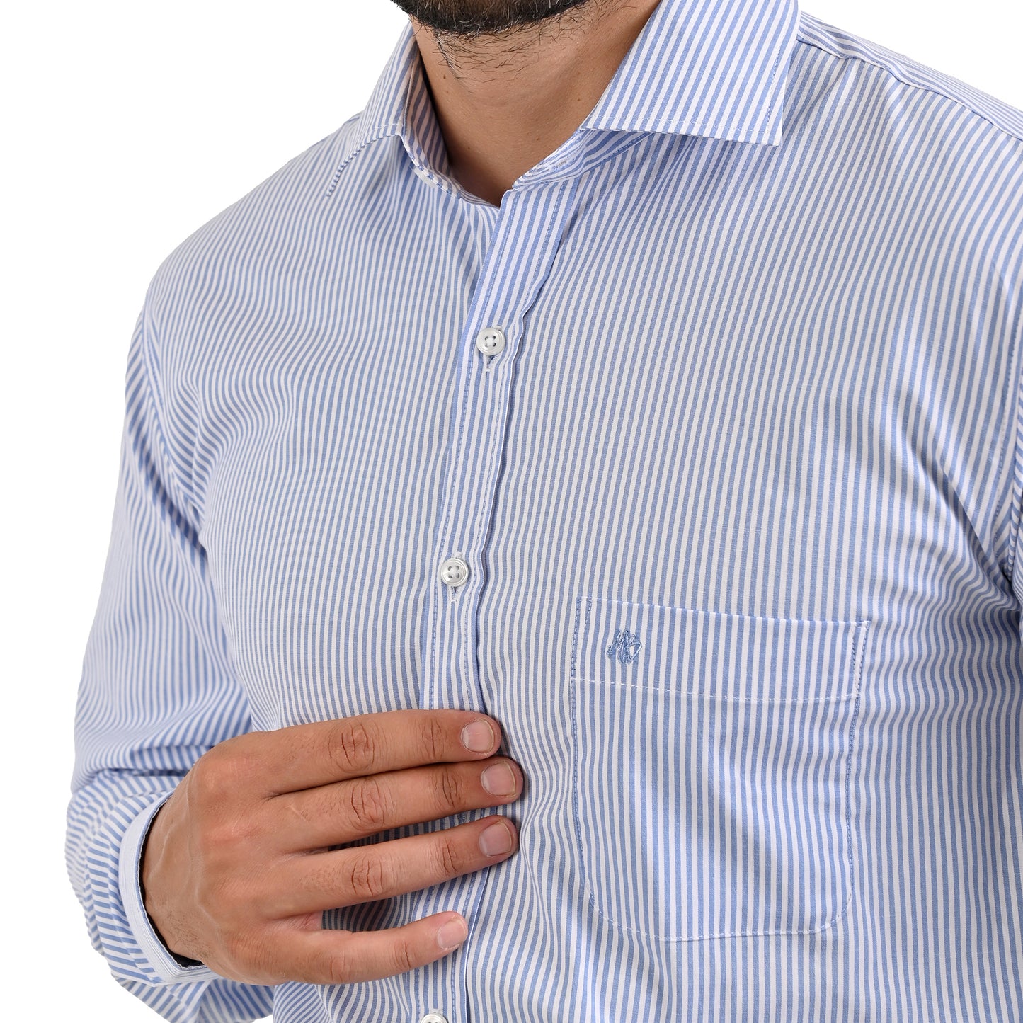 Camisa Michel Blanc azul con rayas
