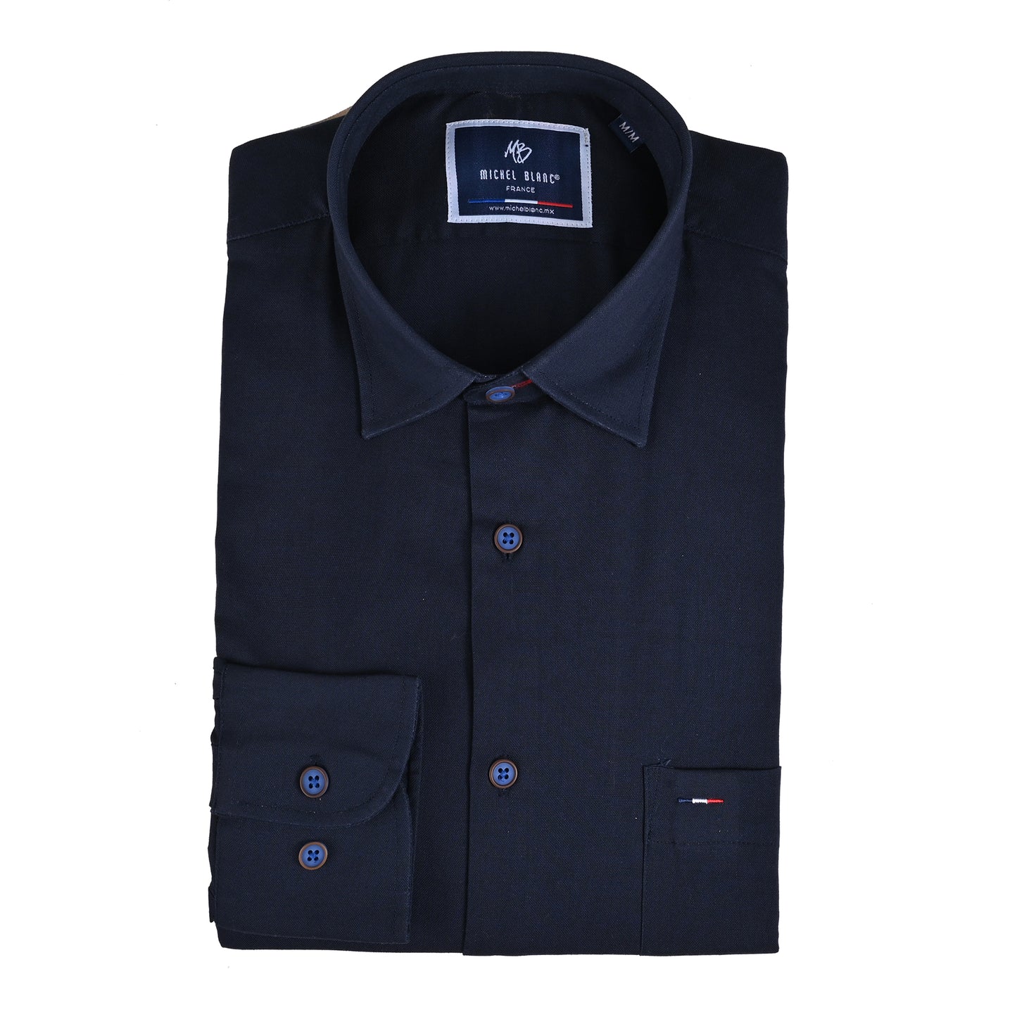 Camisa Manga Larga Casual Azul Marino
