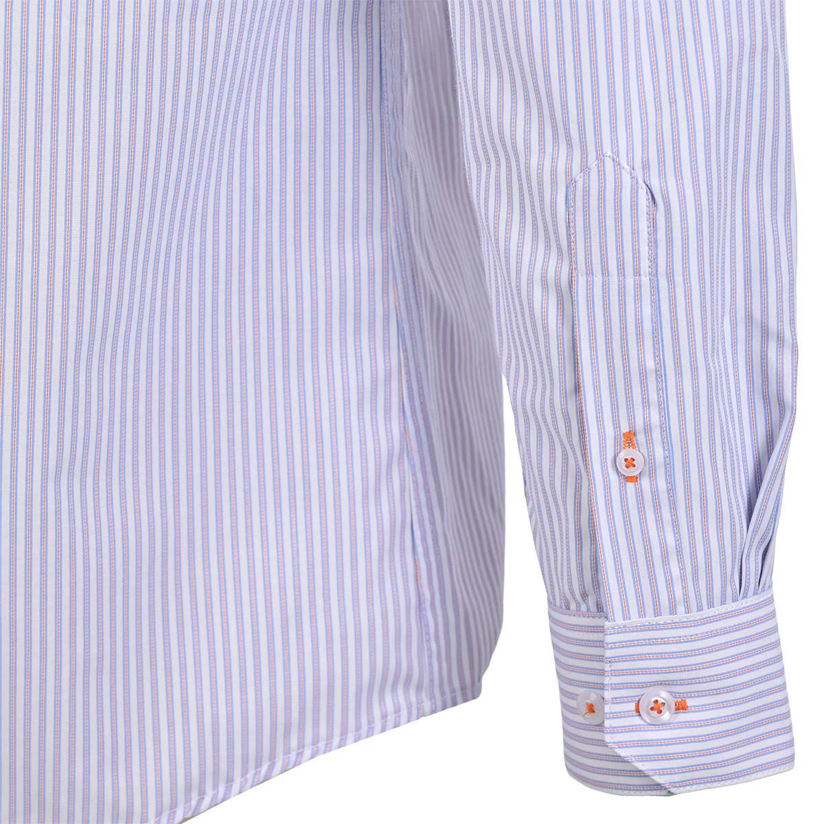 Camisa Casual a Rayas Azul y Blanco Manga Larga
