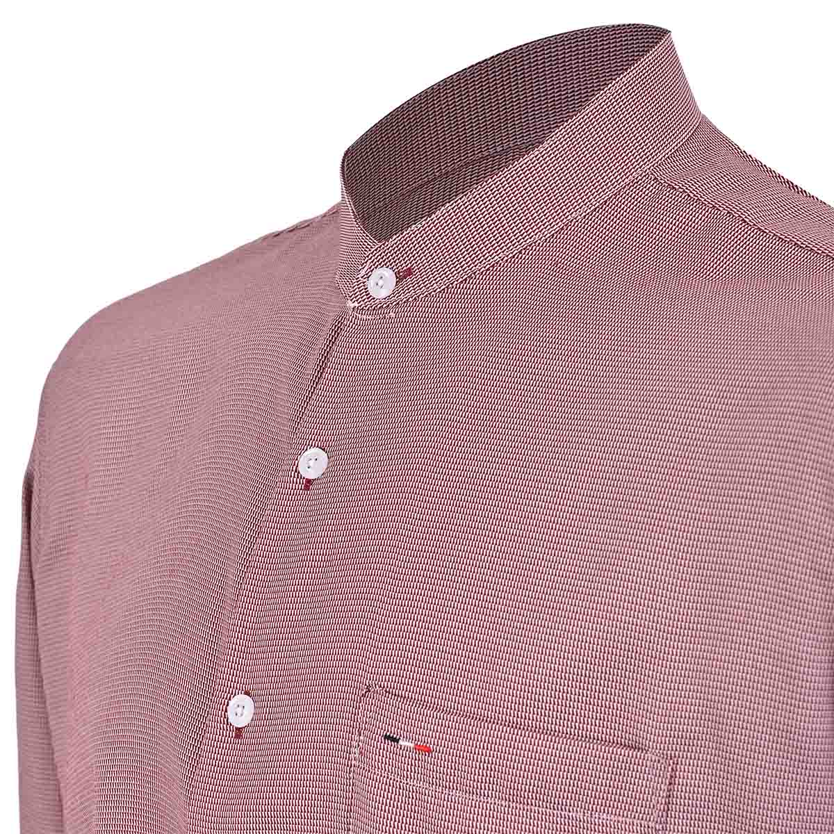 Camisa Smart Casual Vino con Cuello Mao