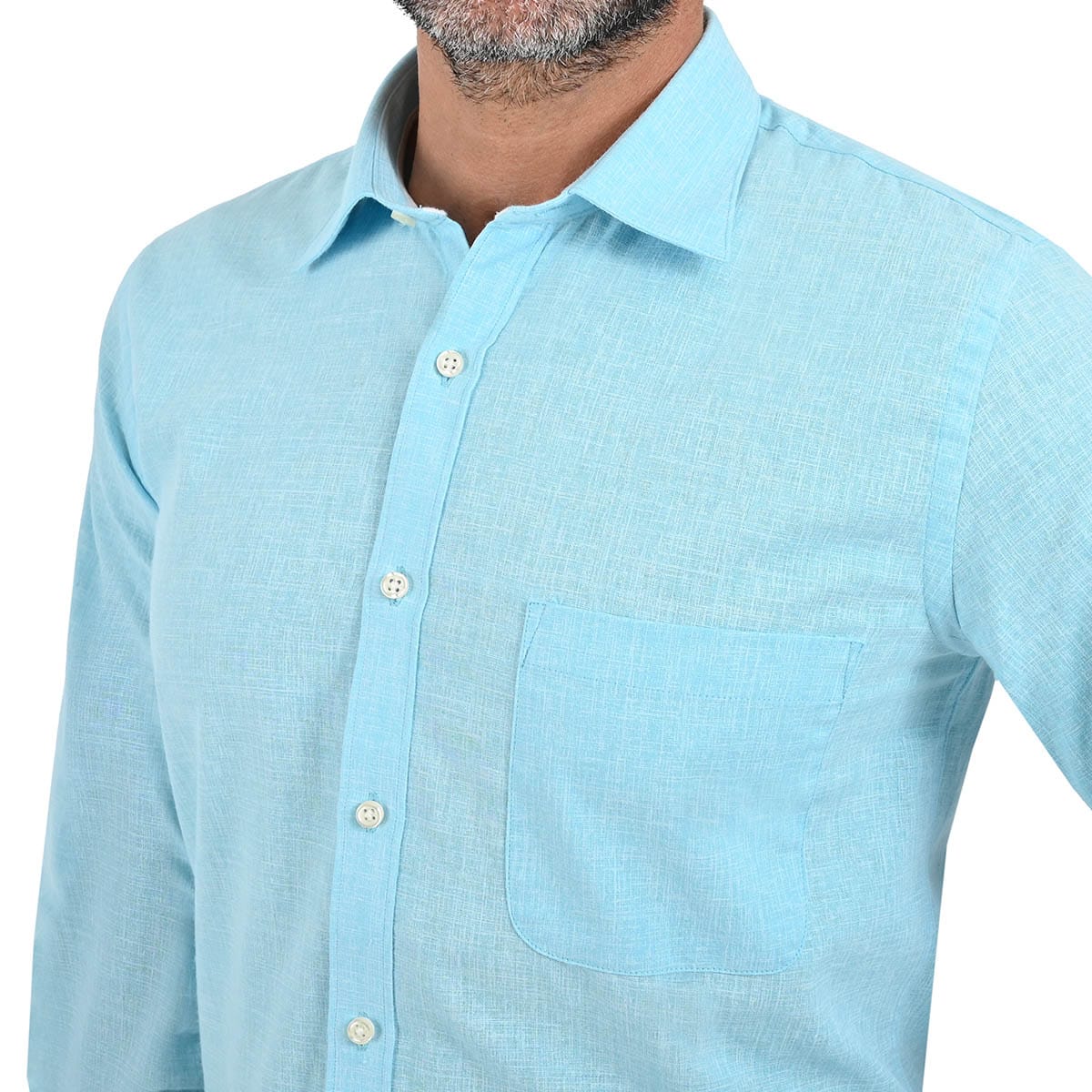 Camisa Casual Hombre Manga Larga Verde Agua