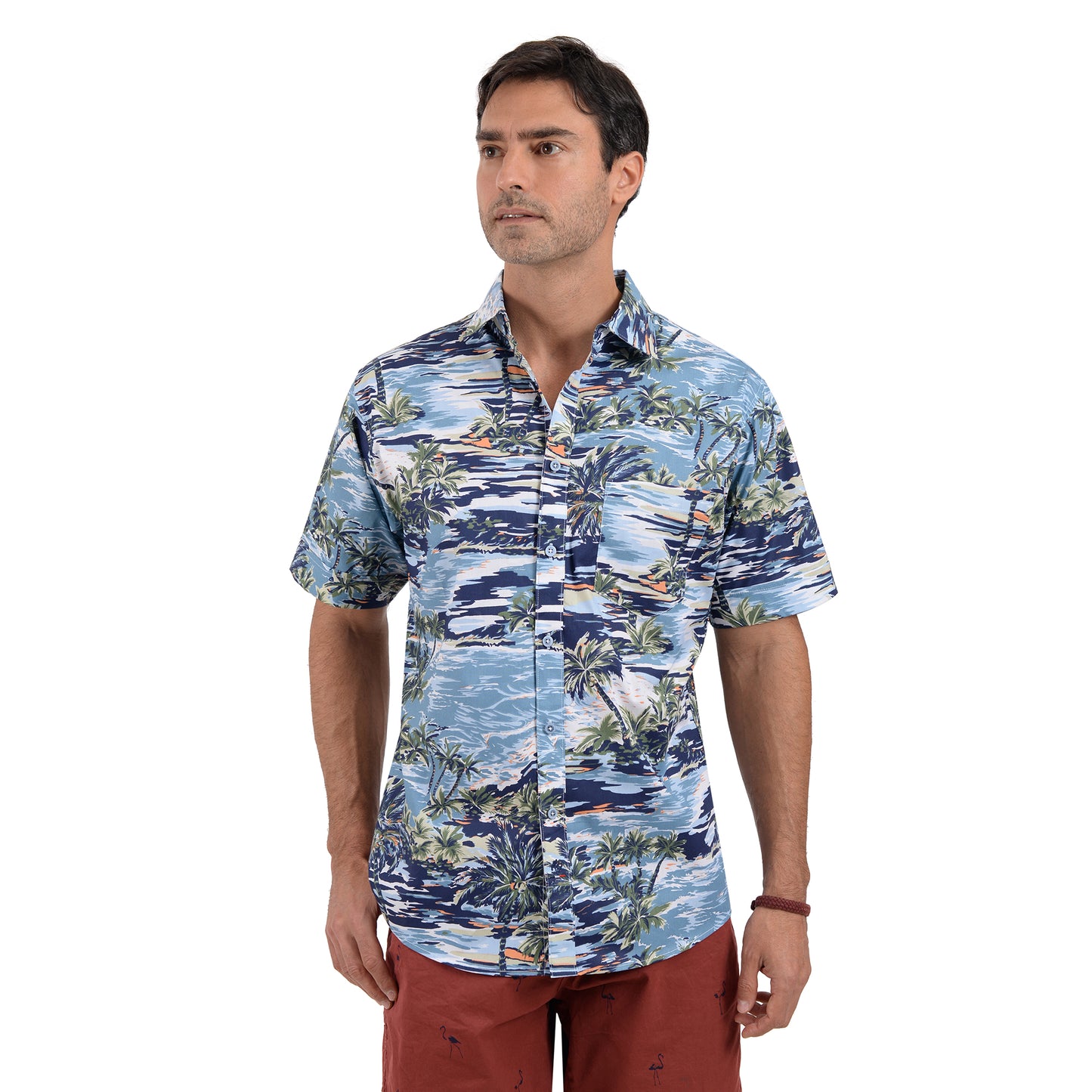 Camisa Manga Corta Con Estampado De Playa