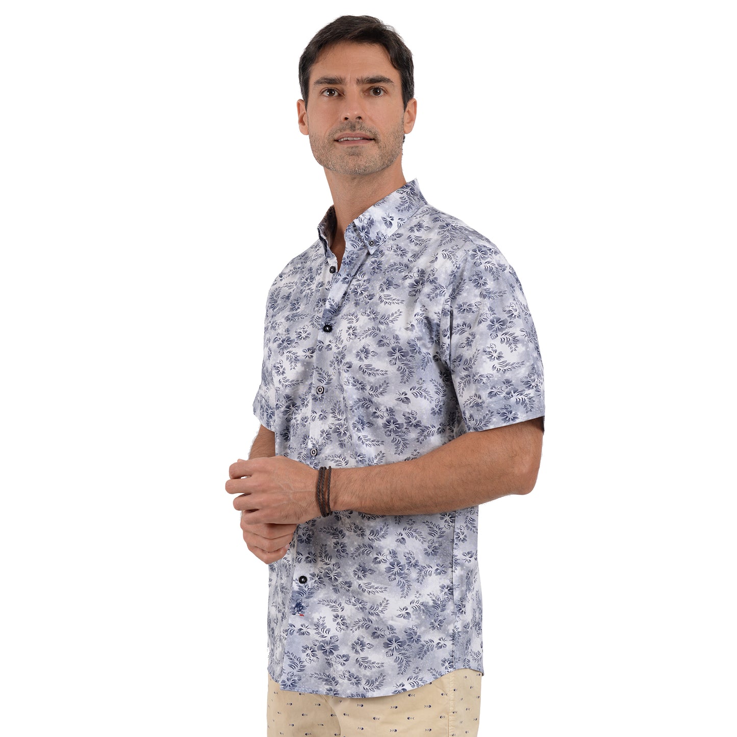 Camisa Estampada De Flores Manga Corta