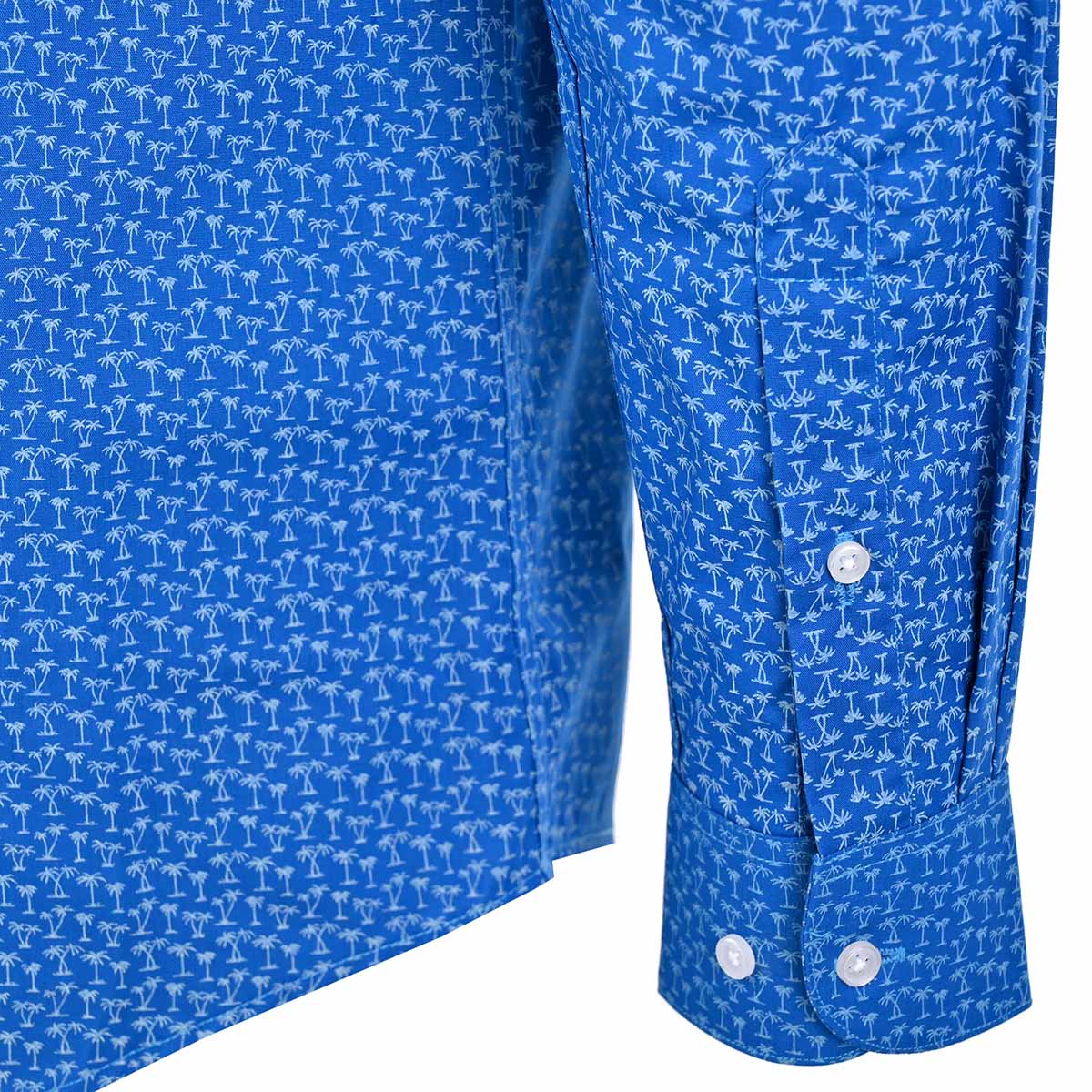 Camisa De Vestir De Manga Larga Estampada Azul Rey