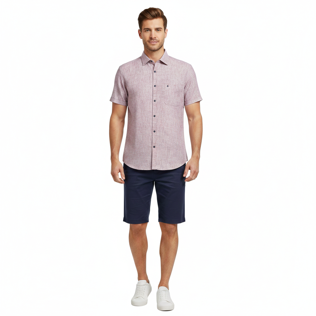 Camisa manga corta color vino