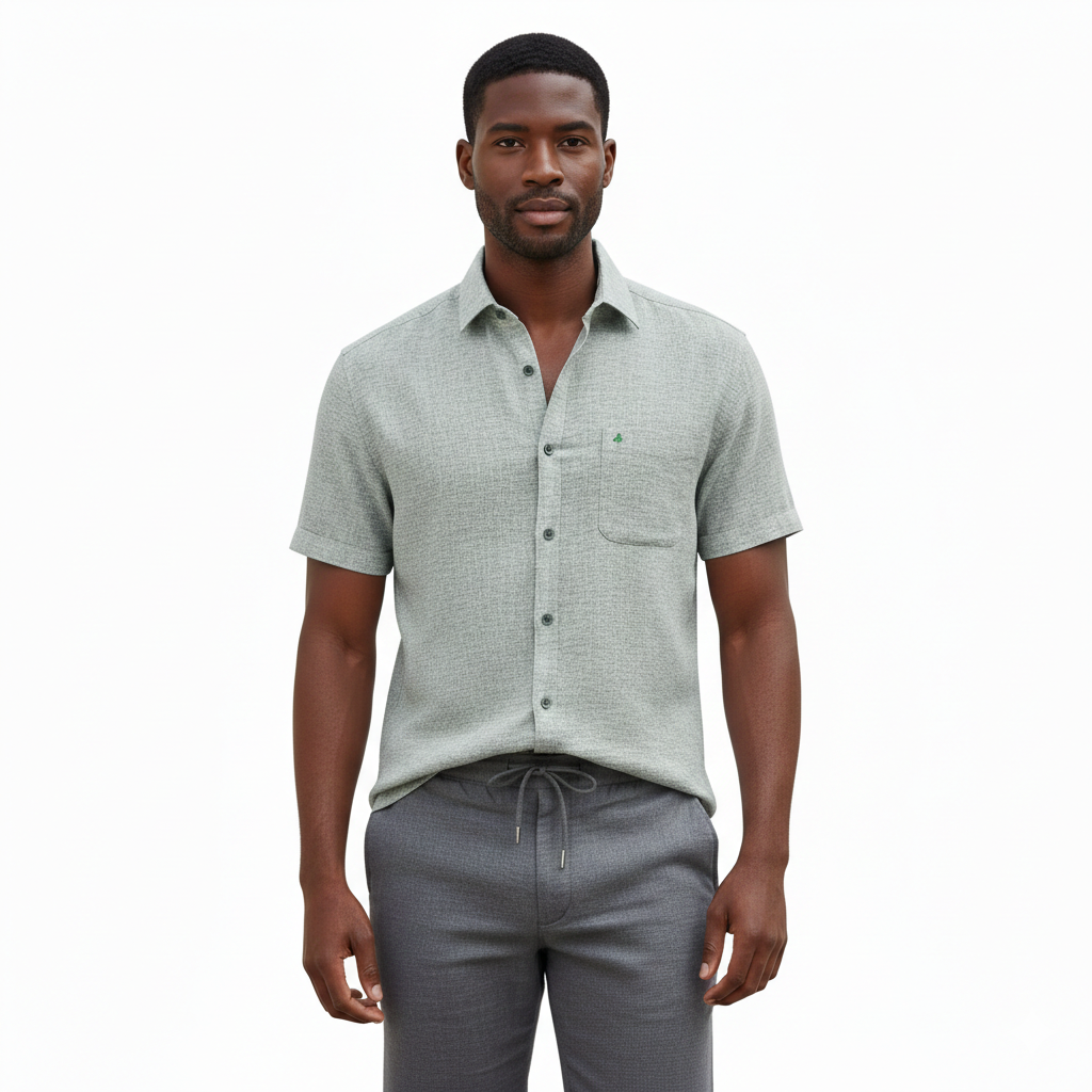 Camisa manga corta verde.