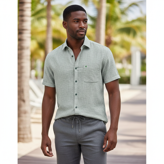 Camisa manga corta verde.