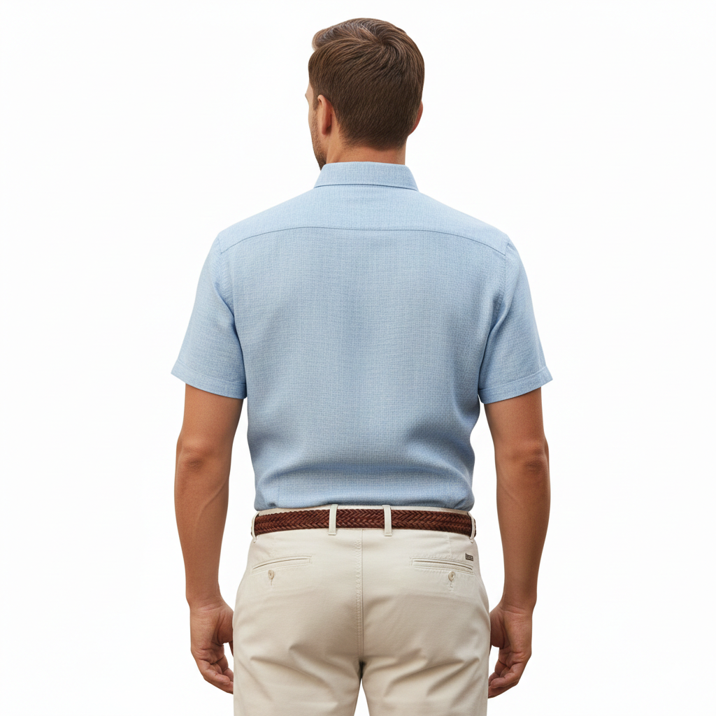 Camisa manga corta azul botón down