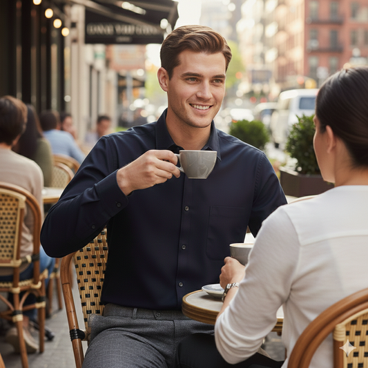 Camisa tipo playera soft touch azul marino