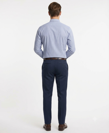 Camisa Azul Marino Texturizada con Cuello Button Down – Classic Fit