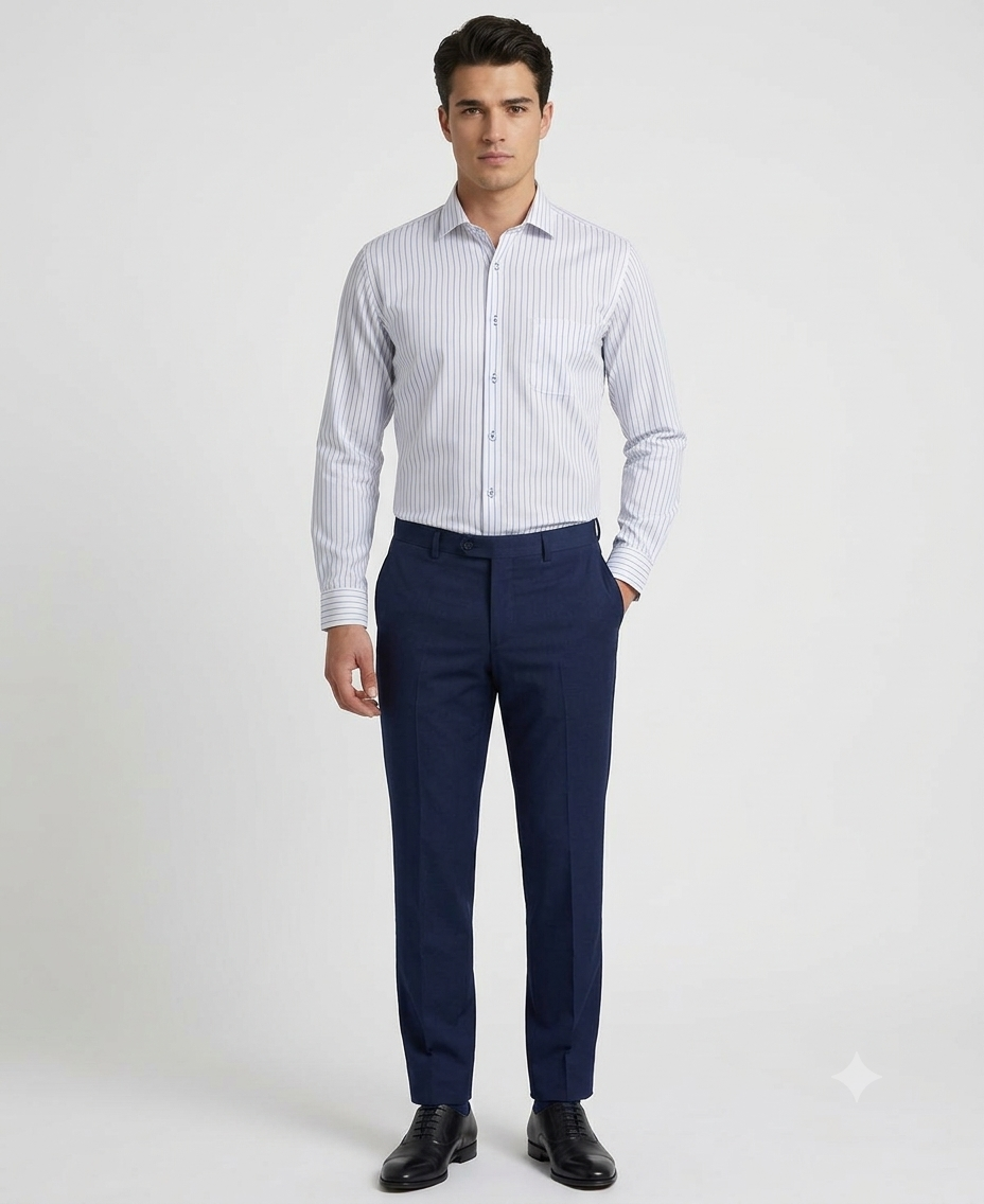 Camisa de Vestir a Rayas Finas Azul Cielo