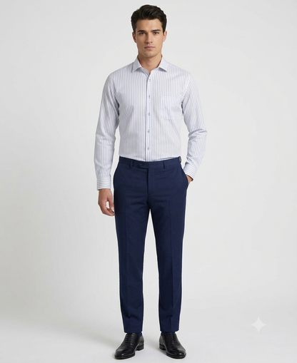 Camisa de Vestir a Rayas Finas Azul Cielo