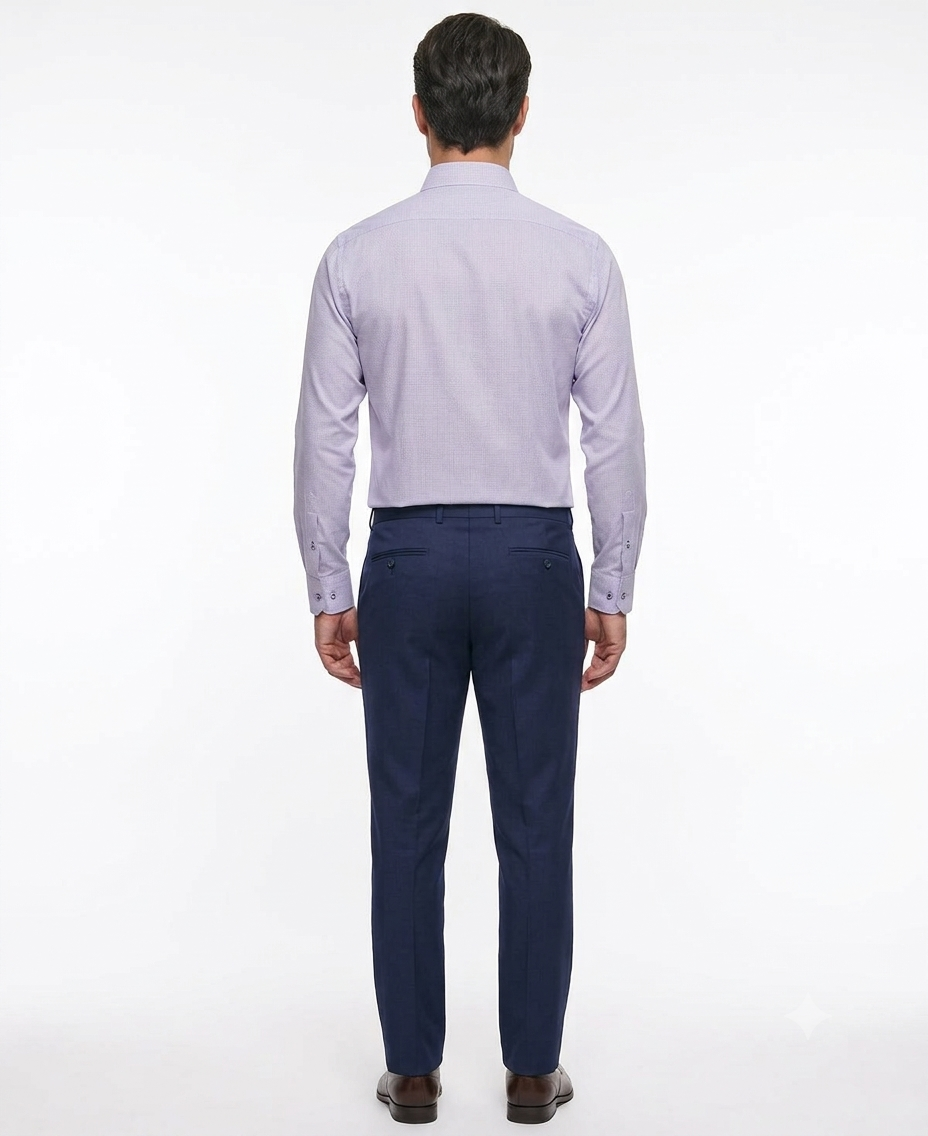 Camisa Smart Casual Lila con Textura y Cuello Button-Down