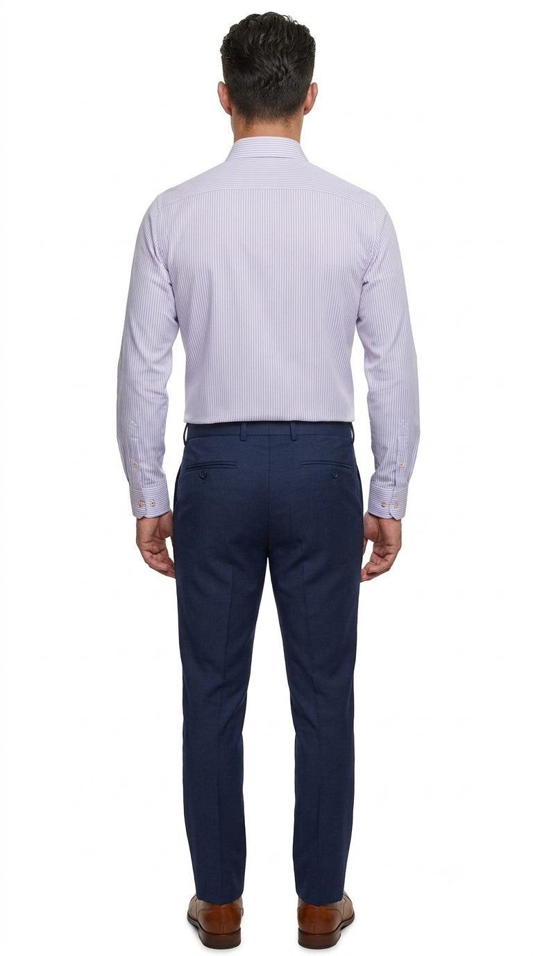 Camisa Casual a Rayas Azul y Blanco Manga Larga