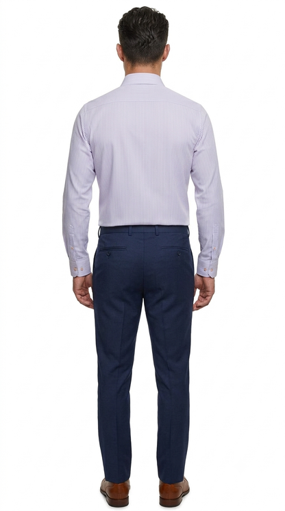 Camisa Casual a Rayas Azul y Blanco Manga Larga