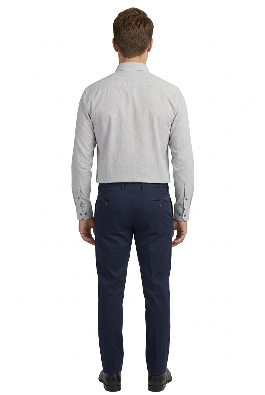 Camisa Clásica Gris Claro en Textura Perla Premium