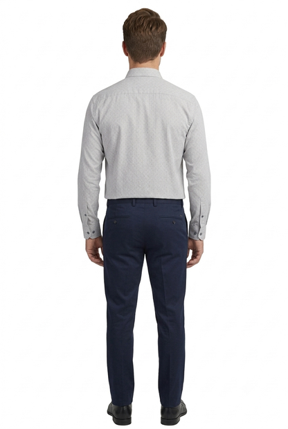 Camisa Clásica Gris Claro en Textura Perla Premium