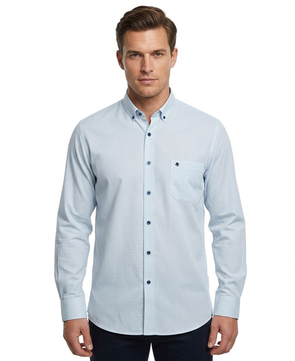Camisa Smart Casual Verde Estampada – Cuello con Botones
