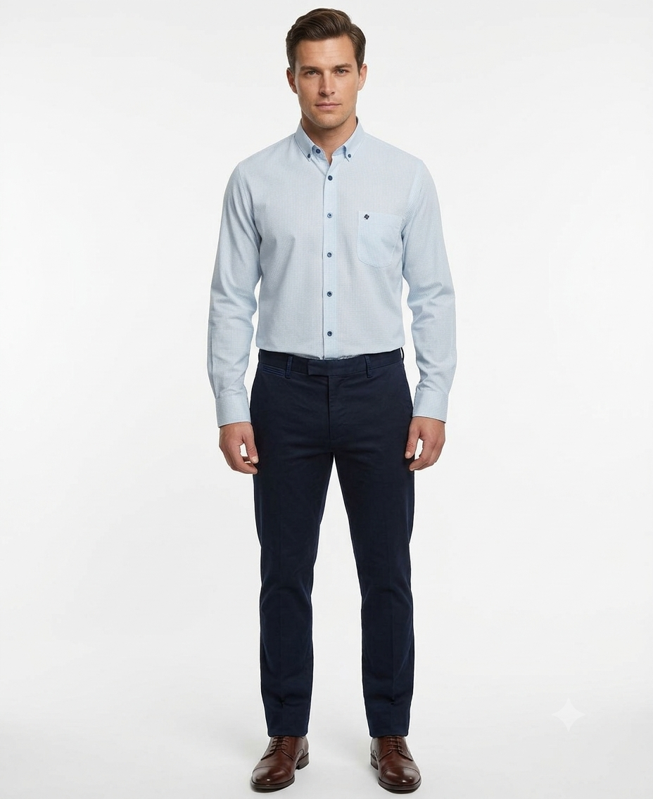 Camisa Smart Casual Verde Estampada – Cuello con Botones