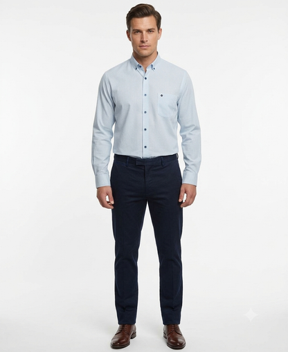 Camisa Smart Casual Verde Estampada – Cuello con Botones