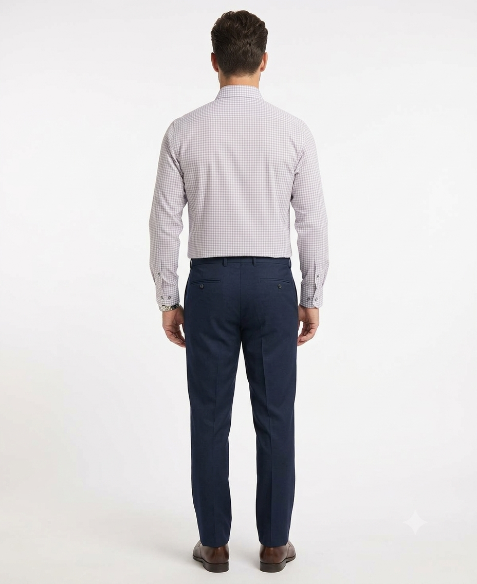 Camisa Casual Cuadro Marino sobre Fondo Blanco para Hombre