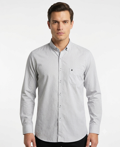 Camisa Casual Color Perla Estampada | Cuello Button-Down