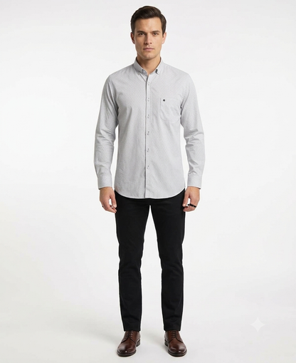 Camisa Casual Color Perla Estampada | Cuello Button-Down