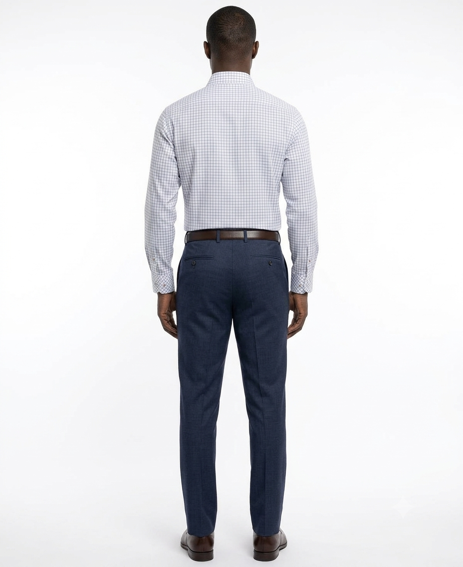 Camisa Blanca Estampado Cuadrícula Azul | Smart Casual