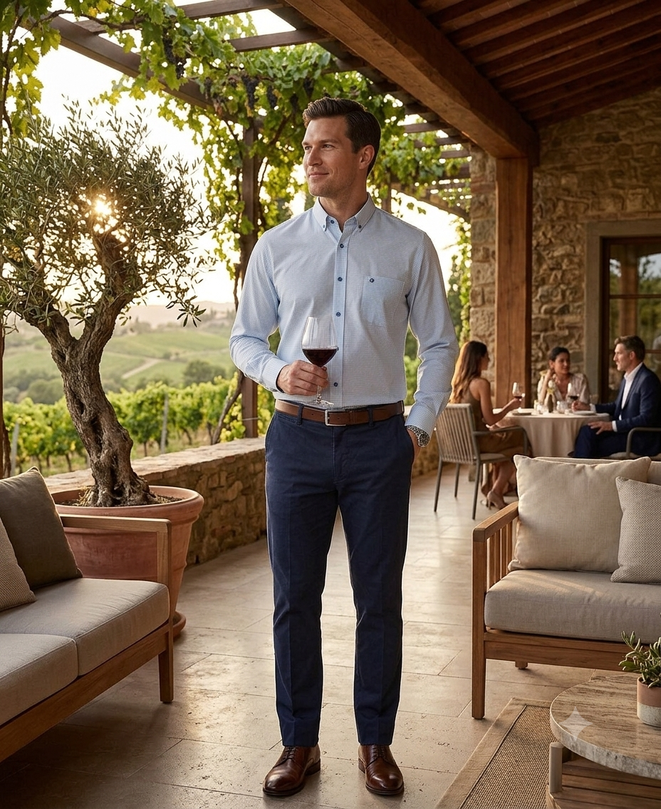 Camisa Smart Casual Verde Estampada – Cuello con Botones