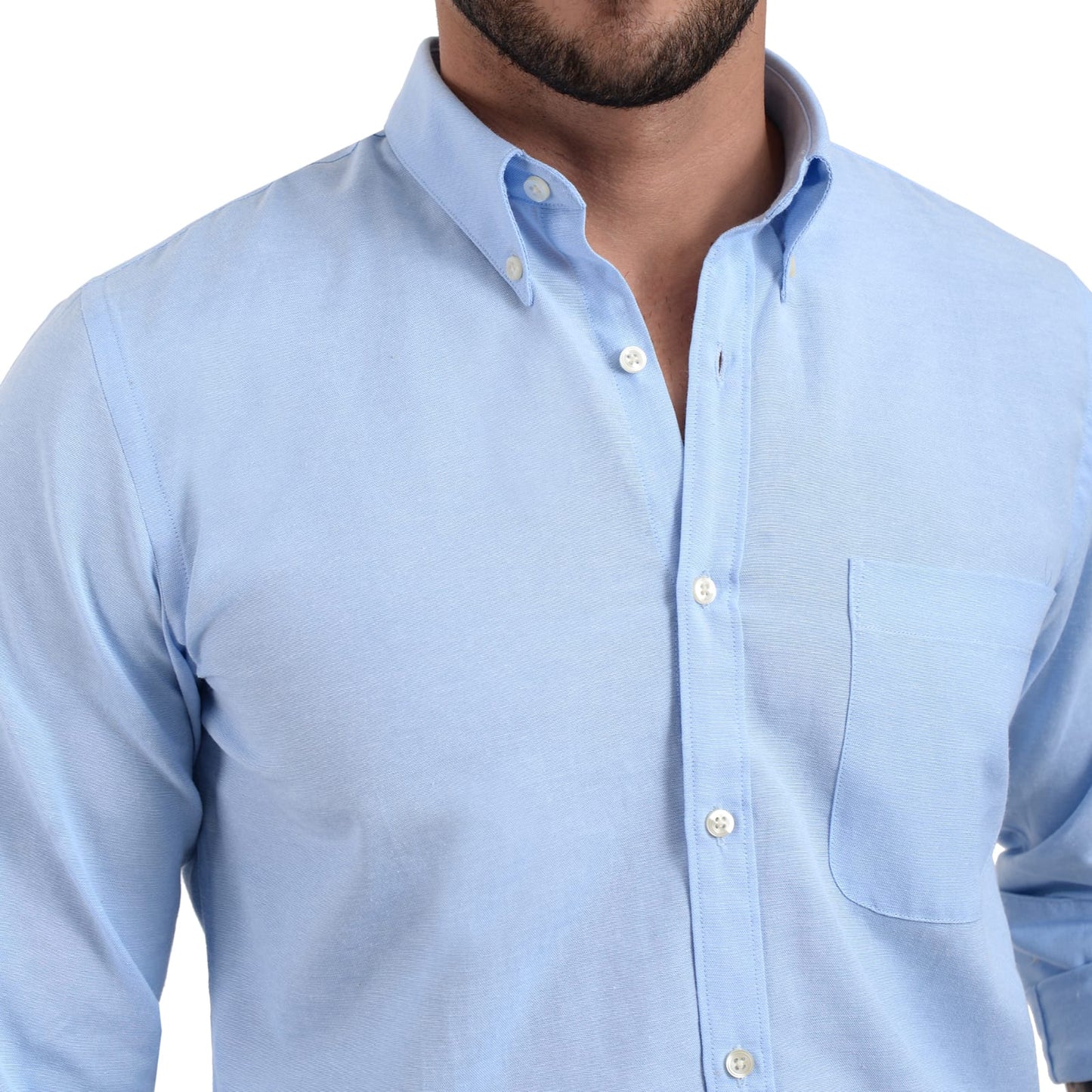 Camisa manga larga botón down azul cielo