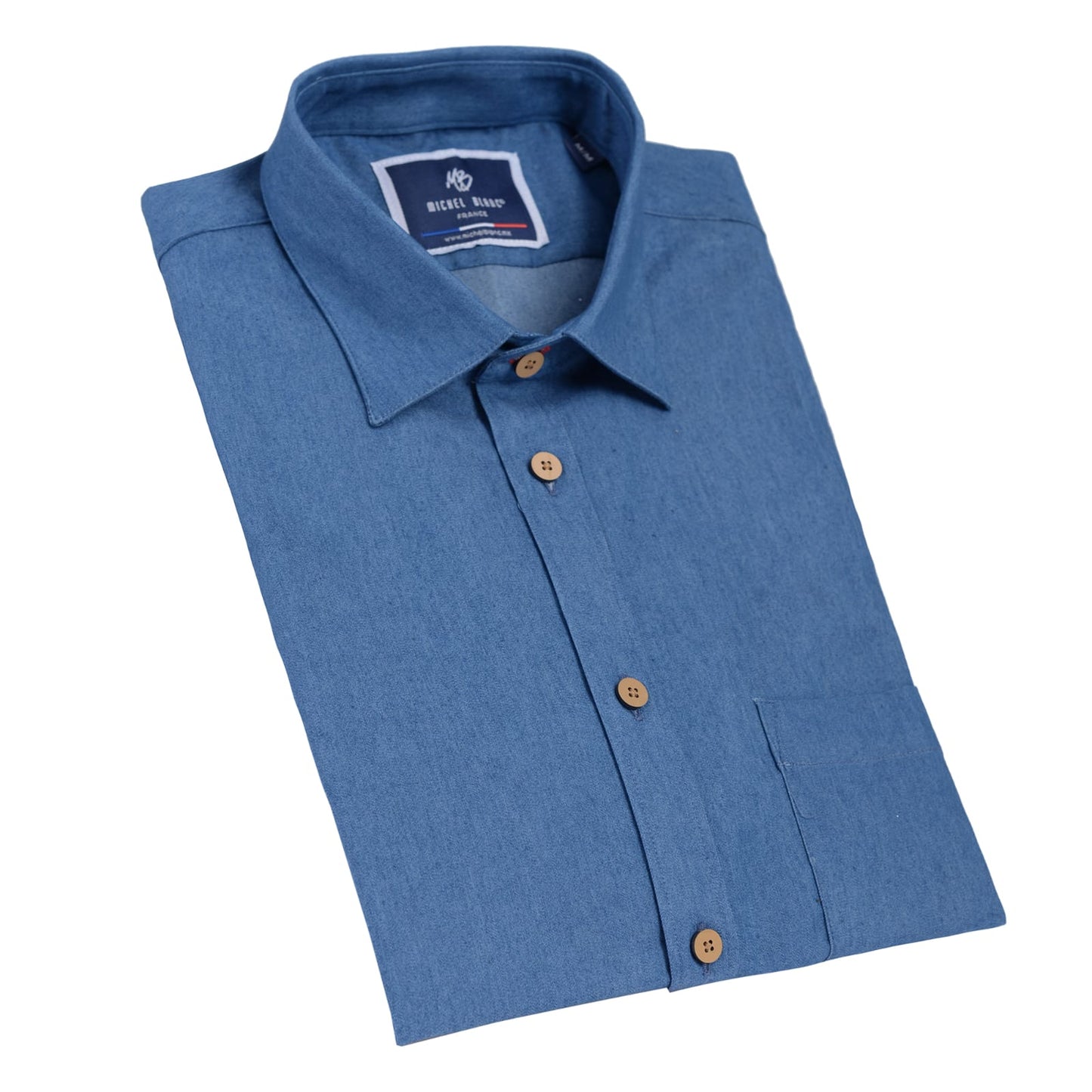 Camisa manga larga tipo denim azul